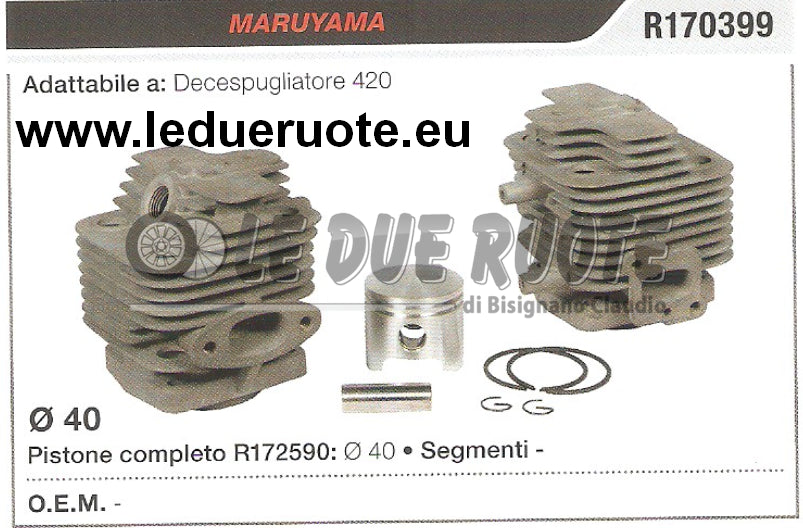 R170399 KIT CILINDRO E PISTONE MARUYAMA 420 DECESPUGLIATORE Ø 40