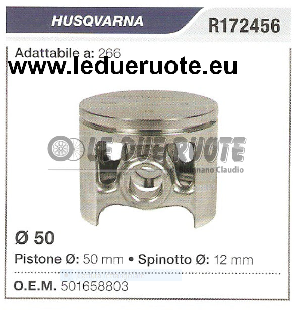 501658803 PISTONE COMPLETO HUSQVARNA 266 MOTOSEGA Ø 50 SPINOTTO 12
