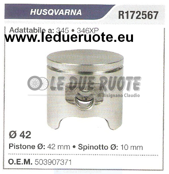 503907371 PISTONE COMPLETO HUSQVARNA 345 346XP MOTOSEGA Ø 42 SPINOTTO 10
