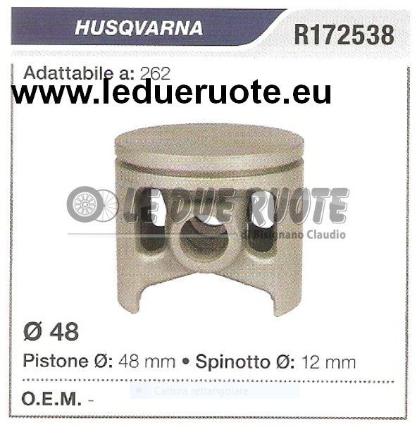 R172538 PISTONE COMPLETO HUSQVARNA 262 MOTOSEGA Ø 48 SPINOTTO 12