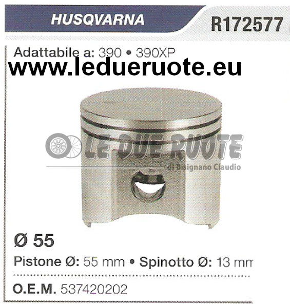 537420202 PISTONE COMPLETO HUSQVARNA 390 390XP MOTOSEGA Ø 55 SPINOTTO 13