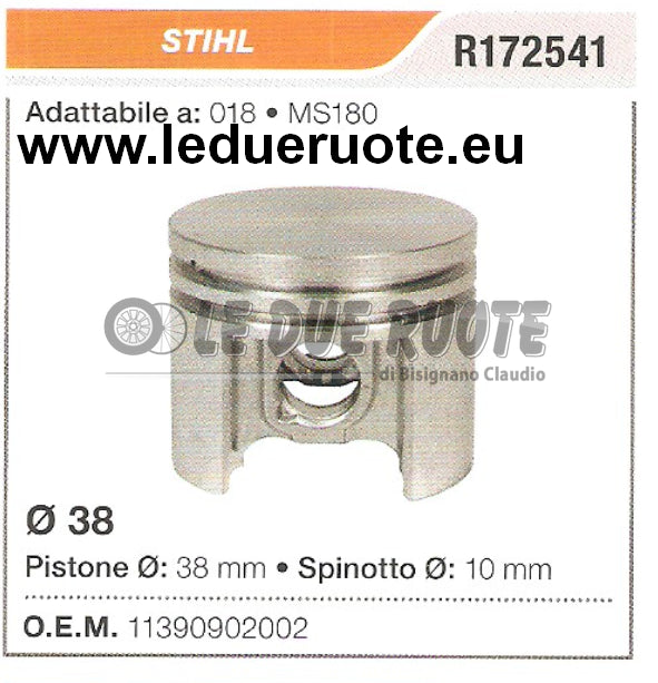 11390902002 PISTONE COMPLETO STIHL 018 MS180 MOTOSEGA Ø 38 SPINOTTO 10
