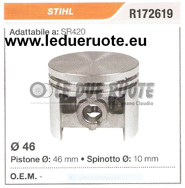 R172619 PISTONE COMPLETO STIHL SR420 MOTOSEGA DECESPUGLIATORE Ø 46 SPINOTTO 10