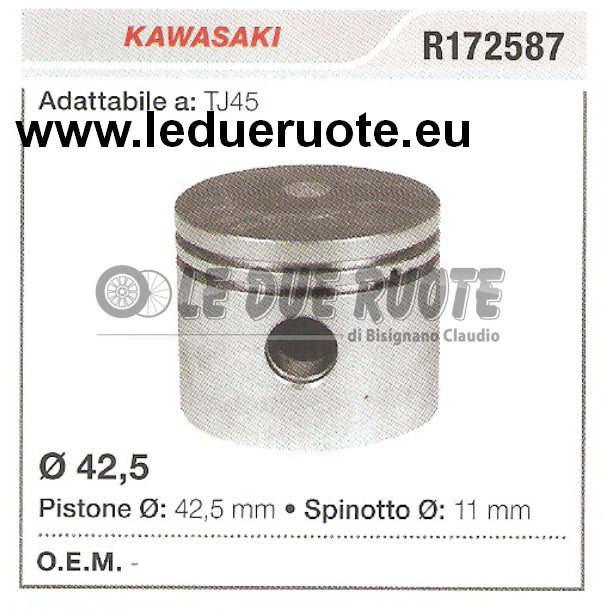 R172587 PISTONE COMPLETO KAWASAKI TJ45 DECESPUGLIATORE Ø 42,5 SPINOTTO 11