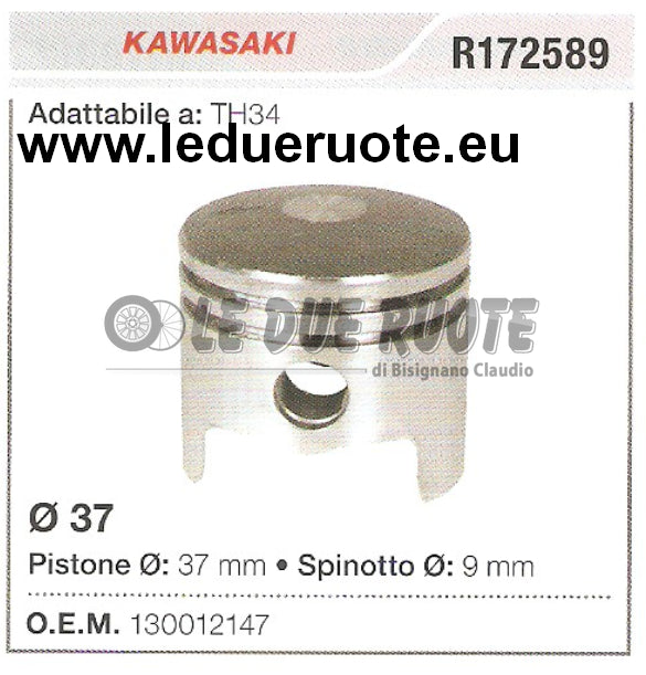 130012147 PISTONE COMPLETO KAWASAKI TH34 DECESPUGLIATORE Ø 37 SPINOTTO 9