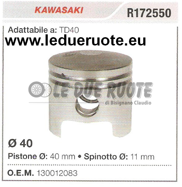 130012083 PISTONE COMPLETO KAWASAKI TD40 DECESPUGLIATORE Ø 40 SPINOTTO 11