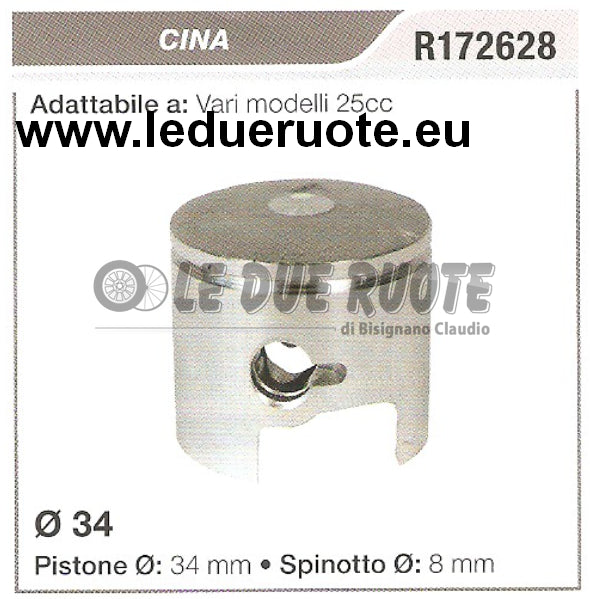 R172628 PISTONE COMPLETO CINESE VARI MODELLI 25CC MOTOSEGA DECESPUGLIATORE Ø 34