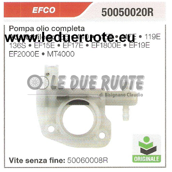 50160207 POMPA OLIO COMPLETA MOTOSEGA EFCO 125 MT2600 ORIGINALE ALTA QUALITÀ