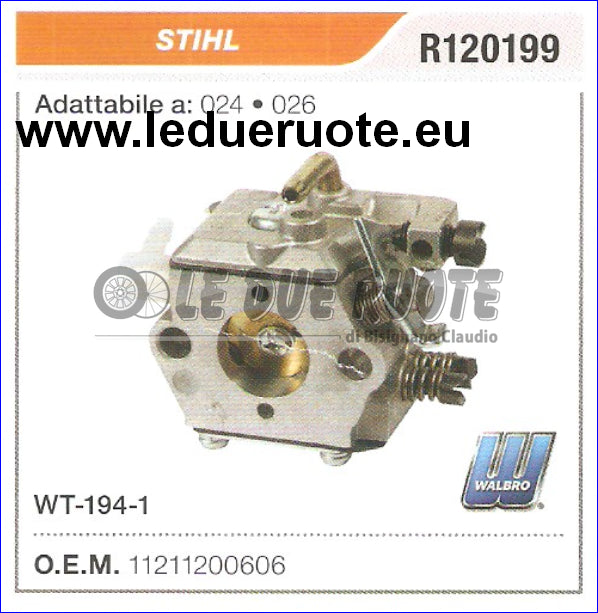 11211200606 CARBURATORE A MEMBRANA WT - 194 - 1 STIHL 024 026