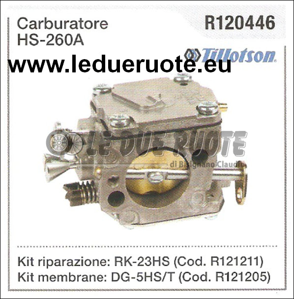 R120446 CARBURATORE A MEMBRANA HS - 260A TILLOTSON