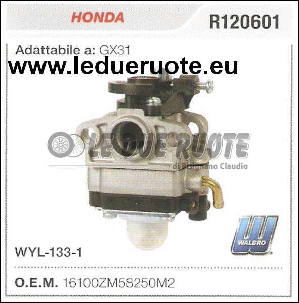 16100ZM58250M2 CARBURATORE A MEMBRANA WYL 133 1 HONDA GX31 WALBRO