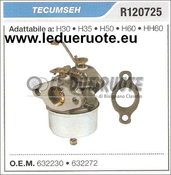 632230 CARBURATORE A VASCHETTA TECUMSEH H30 H35 H50 H60 HH60