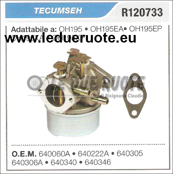 640305 CARBURATORE A VASCHETTA TECUMSEH OH195 OH195EA OH195EP OH195XA OH195XP
