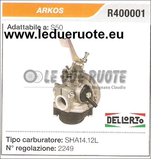 R400001 CARBURATORE A VASCHETTA SHA14.12L ARKOS S50 DELLORTO