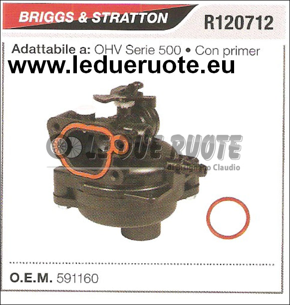 591160 CARBURATORE A VASCHETTA BRIGGS & STRATTON OHV SERIE 500 CON PRIMER