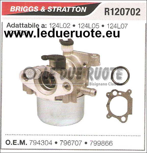 796707 CARBURATORE A VASCHETTA BRIGGS & STRATTON 124T02 124L02 124L05 124L07