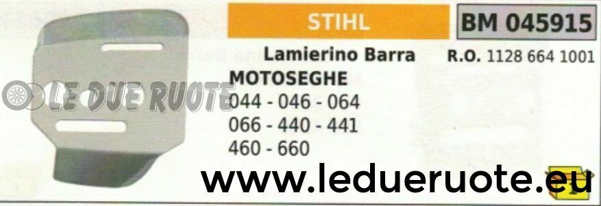 11286641001 LAMIERINO BARRA MOTOSEGA STIHL 044 046 064 066 MS 440 441 440 460