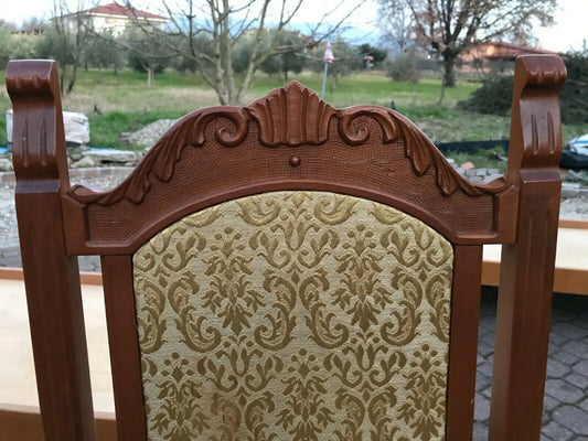 SET 5 Sedie in legno ANTICHE imbottite poltrone VINTAGE cucina floreale antique