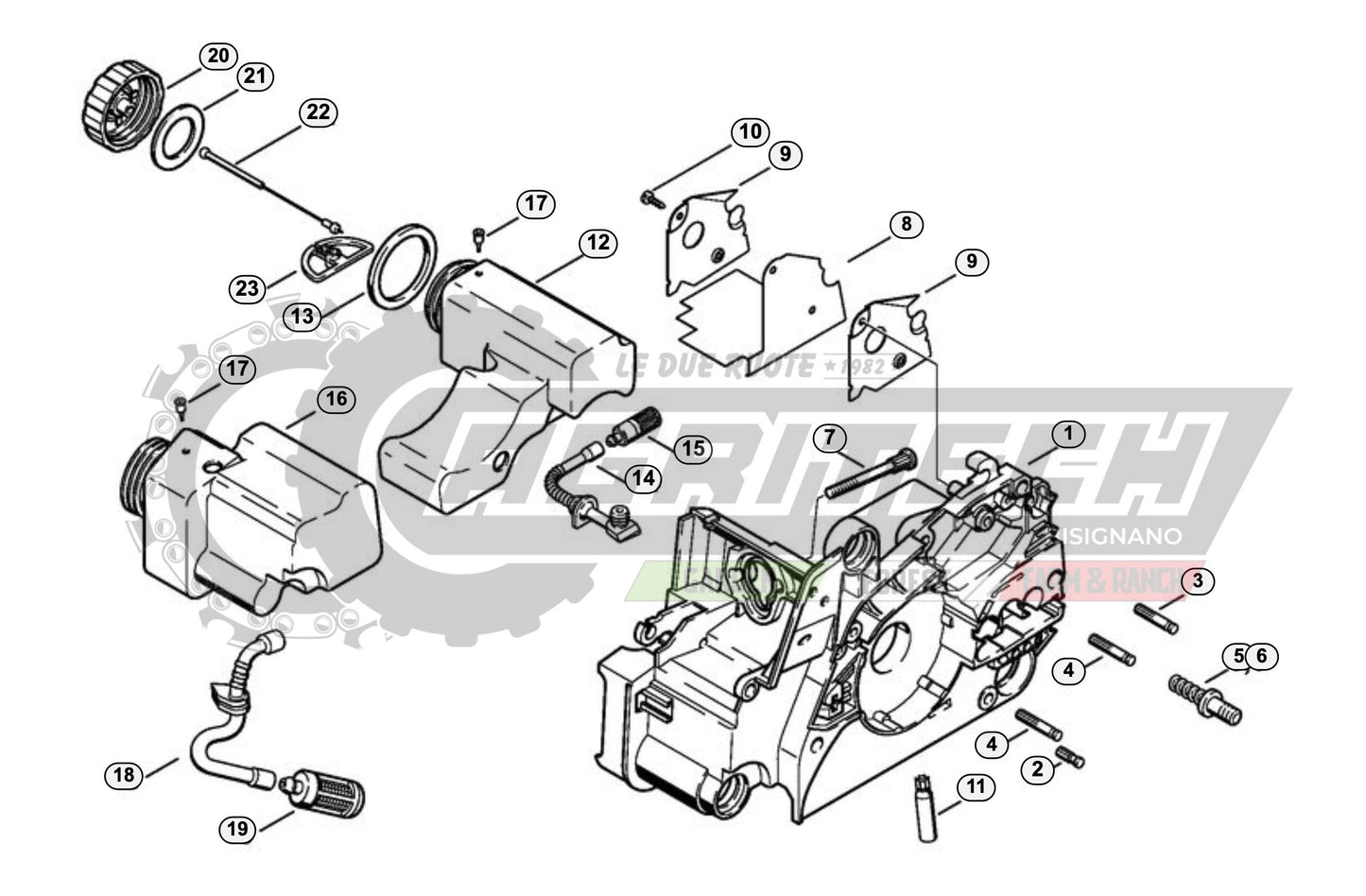 1130 020 3033 CARCASSA MOTORE ORIGINALE MOTOSEGA STIHL 017 018 MS170 MS180