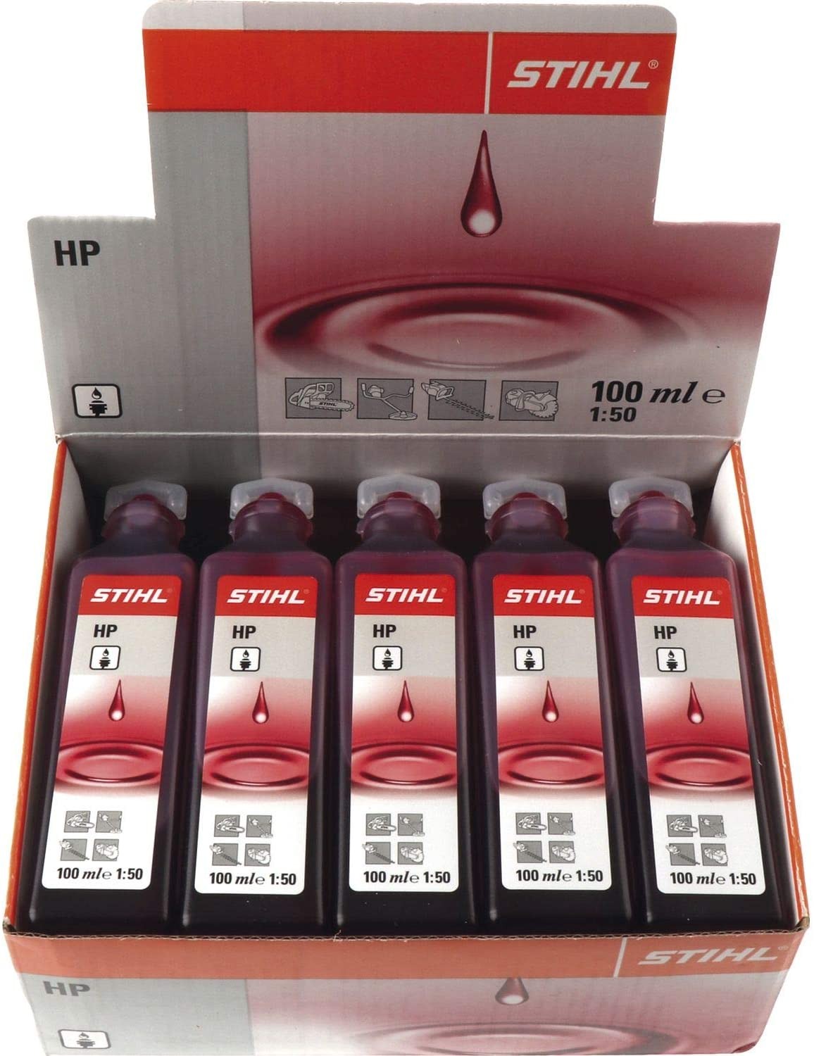 10 x OLIO MISCELA STIHL HP 100ml (PER 50 LITRI DI BENZINA) 1:50