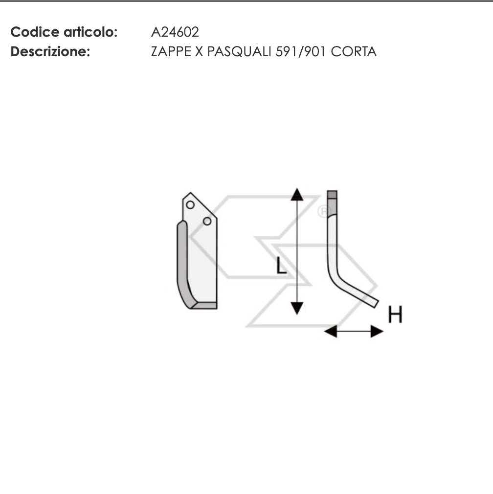 20 x ZAPPETTE ZAPPE MOTOZAPPA MOTOCOLTIVATORE PASQUALI 591 901 H60 L35 50x6