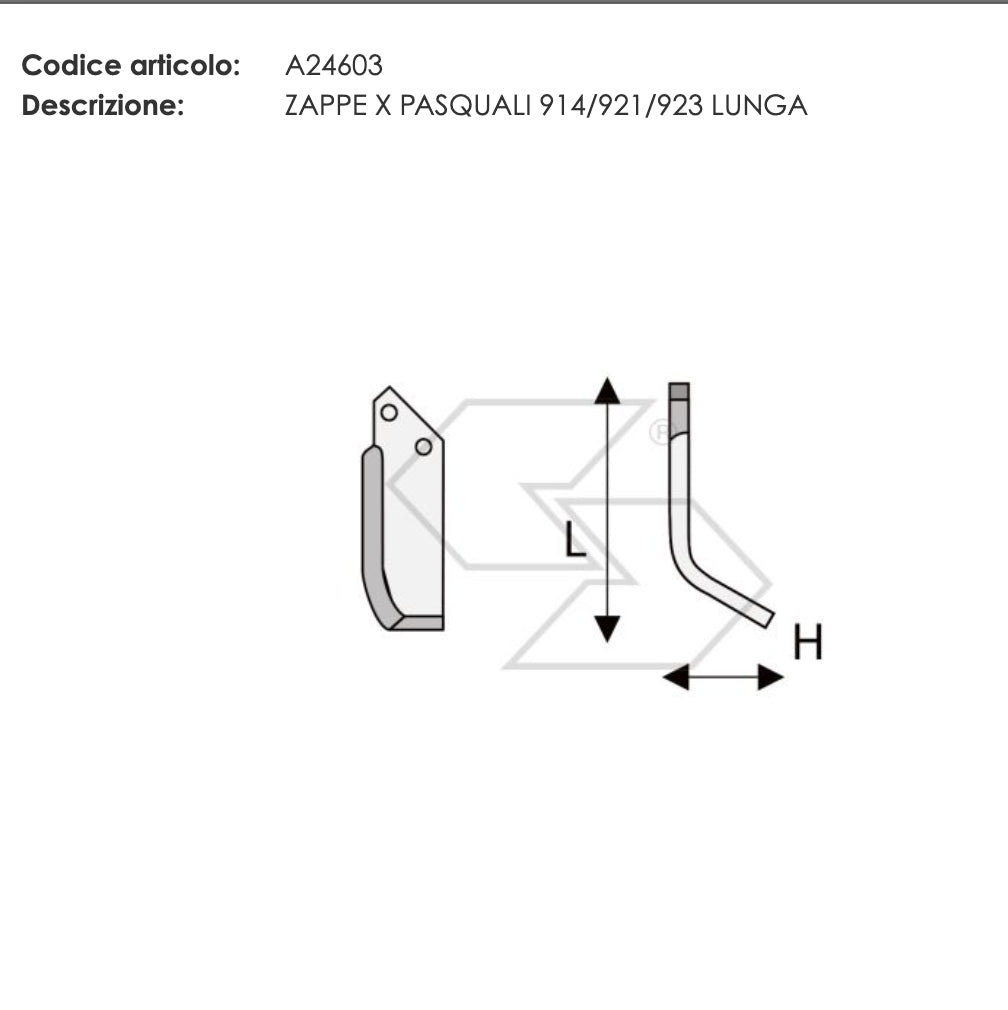 20 x ZAPPETTE ZAPPE MOTOZAPPA MOTOCOLTIVATORE PASQUALI 914 921 923 H53 L157 50x6