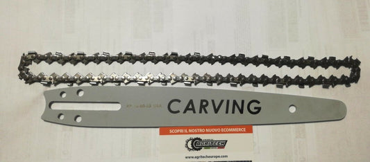 BARRA lama CARVING da 25cm PER MOTOSEGA DA POTA BLUE BIRD + CATENA IN OMAGGIO