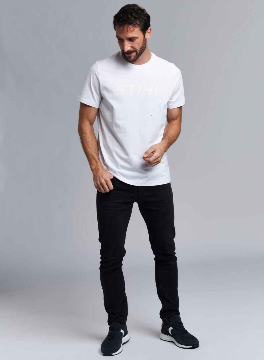 T-Shirt unisex Uomo/Donna bianca con logo tono su tono Originale STIHL