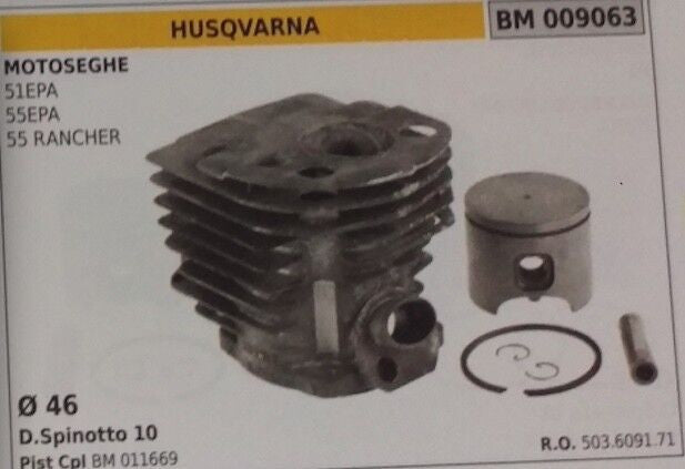 GR. CILINDRO E PISTONE MOTOSEGA HUSQVARNA JONSEREDS HU 55 RANCHER Ø 46 mm