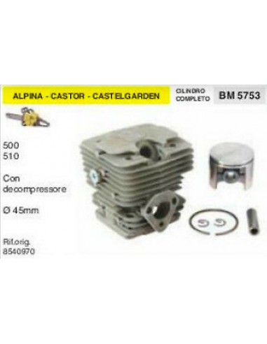 8540970 CILINDRO E PISTONE MOTOSEGA ALPINA CASTOR CASTELGARDEN 500 510 Ø 45 mm