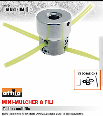 TESTINA FILO ROTANTE PROFESSIONALE DECESPUGLIATORE ALLUMINIO MINI MULCHER 8 FILI