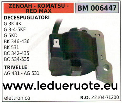 Z210471200 BOBINA ELETTRONICA MOTOTRIVELLA ZENOAH KOMATSU RED MAX AG 431 531