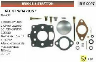 391071 KIT RIPARAZIONE membrane CARBURATORE BRIGGS & STRATTON 10 12 16 HP CV