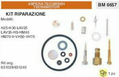 KIT RIPARAZIONE CARBURATORE ASPERA TECUMSEH TECNAMOTOR H25 H30 VH50 VH70 LAV35