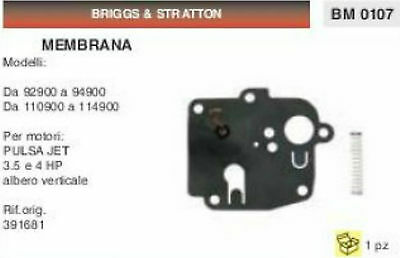 391681 MEMBRANE membrana CARBURATORE BRIGGS & STRATTON PULSA JET 3,5 4 HP vert