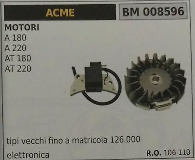 BOBINA ELETTRONICA + VOLANO MOTORE ACME A180 A220 AT180 AT220 KOHLER 106110