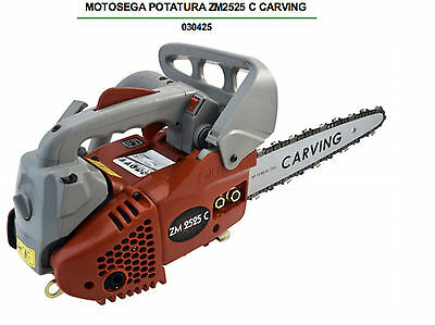 MOTOSEGA SCOPPIO DA POTA LAMA CARVING SUPER LEGGERA 25cc LAMA 25CM ZOMAX ZM 2525