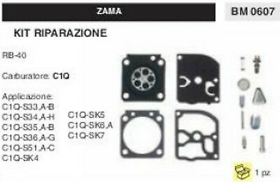 KIT RIPARAZIONESERIE MEMBRANE membrana CARBURATORE C1Q ZAMA RB-40