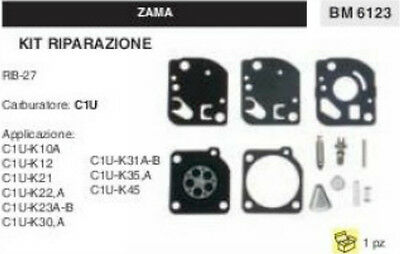 KIT RIPARAZIONE SERIE MEMBRANE membrana COMPLETA CARBURATORE C1U ZAMA RB-27