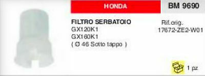 17672ZE2W01 FILTRO SERBATOIO BENZINA SOTTOTAPPO HONDA GX120 GX160 K1 Ø 46