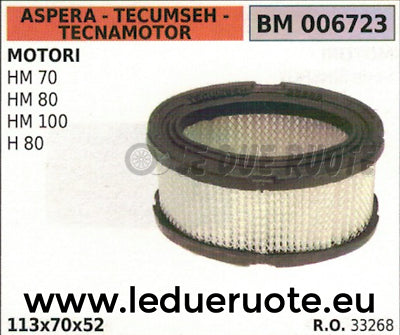 33266 FILTRO ARIA MOTORE ASPERA TECUMSEH TECNAMOTOR HM 70 80 100 H80 113x70x52