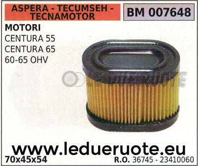 36745 FILTRO ARIA ASPERA TECUMSEH TECNAMOTOR CENTURA 55 65 60 65 OHV 70x45x54