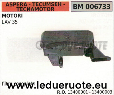 13400001 FILTRO ARIA COMPLETO MOTORE ASPERA TECUMSEH TECNAMOTOR LAV 35