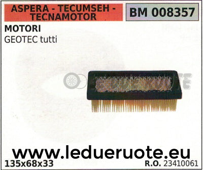 23410061 FILTRO ARIA RASAERBA ASPERA TECUMSEH TECNAMOTOR GEOTEC 130x68x33
