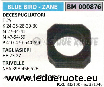 332100 FILTRO ARIA DECESPUGLIATORE BLUE BIRD ZANE' T 25 K 24 25 28 29 30 M 27 34