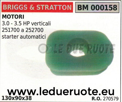 270579 FILTRO ARIA MOTORE BRIGGS & STRATTON 3 3.5 HP 251700 252700 130x90x38