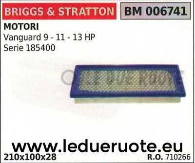 710266 FILTRO ARIA BRIGGS & STRATTON VANGUARD 9 11 13 HP 185400 210x100x28