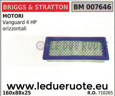 710265 FILTRO ARIA MOTORE BRIGGS & STRATTON VANGUARD 4HP ORIZZONTALE 160x88x25