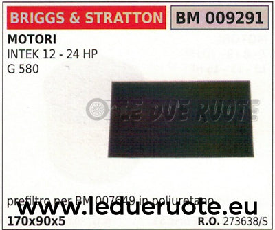 273638 SPUGNA FILTRO ARIA BRIGGS & STRATTON INTEK 12HP 24HP G580 170x90x5