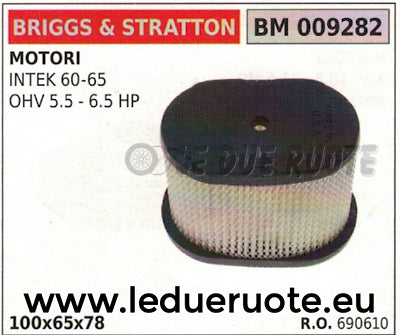 690610 FILTRO ARIA BRIGGS & STRATTON INTEK 60 56 OHV 5,5 6,5 HP 100x65x78
